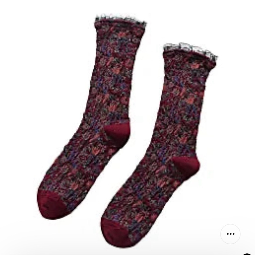 Patterned Maroon Socks - image 1